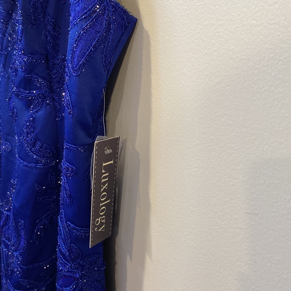 LUXOLOGY Women’s Blue Floral Design Sleeveless Midi Dress Size 22/24 - Picture 6 of 11